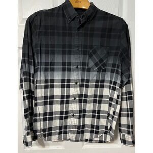 Mens Brooklyn Calling Plaid Ombre Shirt‎ Button Down Long Sleeve Casual Medium